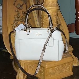 Coach Leather Satchel w/Snakeskin Handles & Strap